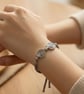 Celtic Spiral Disc Bracelet Adjustable Grey Cord Antique Silver Unisex Handmade  - Image 2