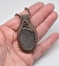 Wire Woven Silver Sheen Obsidian and Copper Gothic Pendant - Image 3