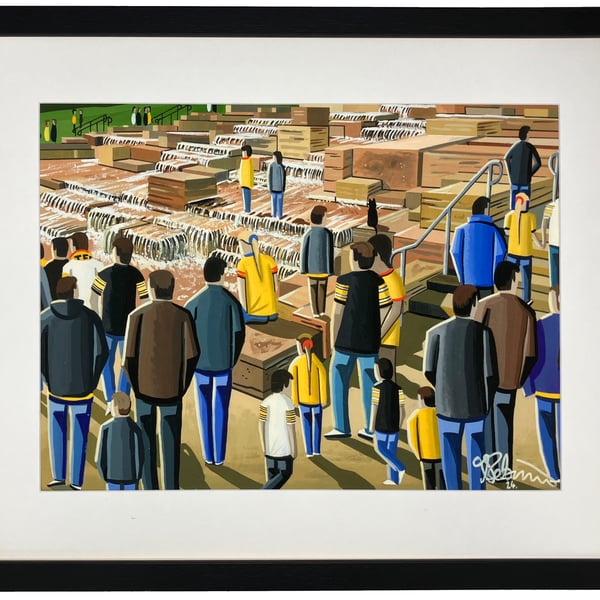 Pittsburgh, Water Steps Framed American Football Art Print. 20" x 16" Frame Size