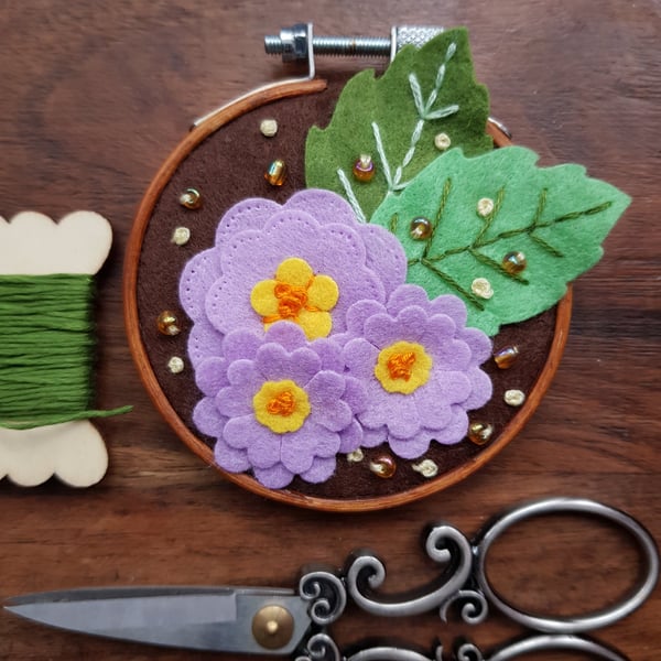 Whimsical Spring Garden handmade wall decoration keepsake lilac flowers, brown