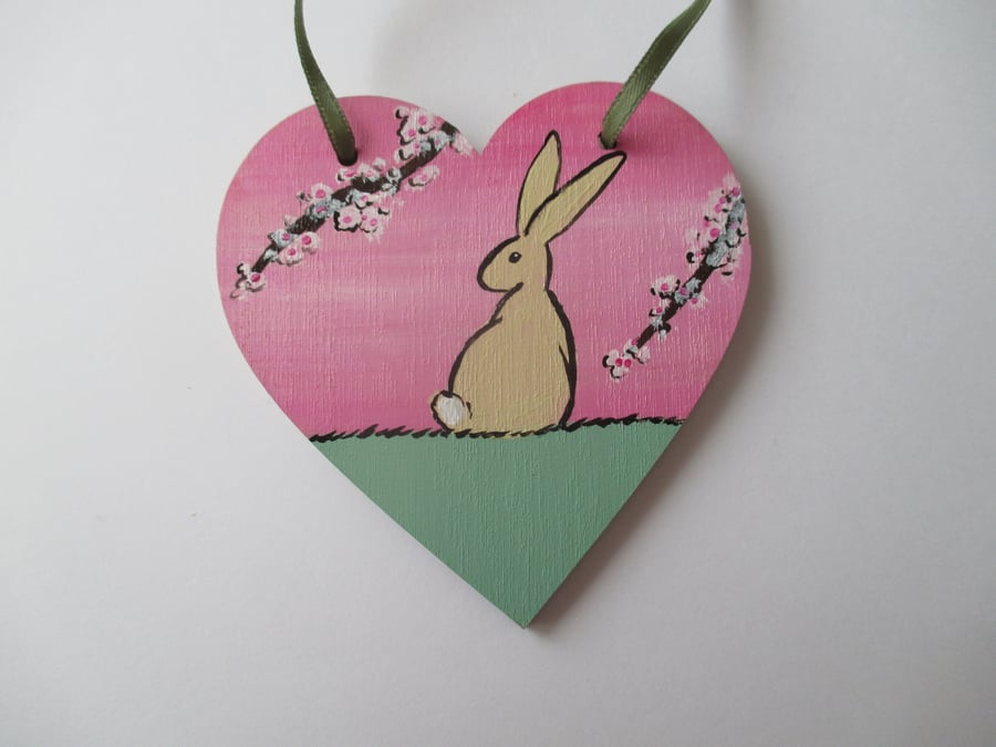 Bunny Rabbit Love Heart Cherry Blossom Original Painting 05.20 Limited Edition