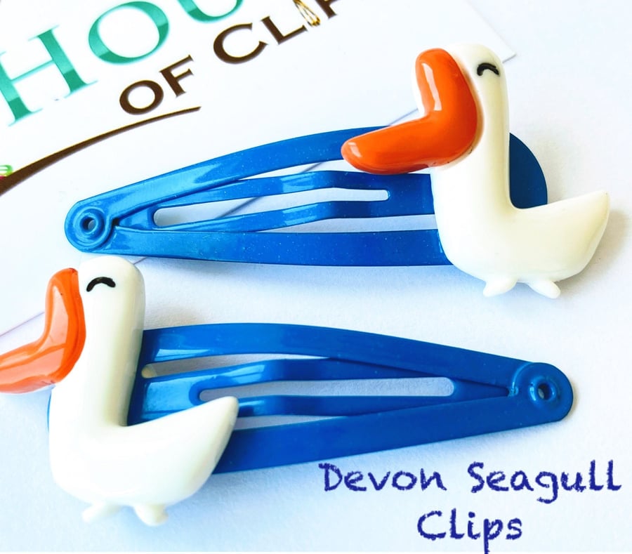 Devon Seagull Hair Clips - Bird Non Slip Hair Clips - Nautical Hair Clips - Girl