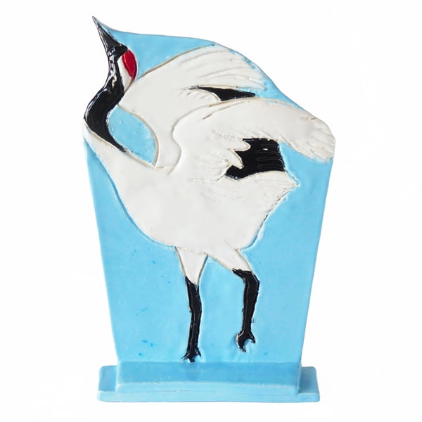 Crane Ceramic Ornament - Handmade