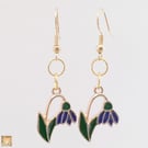 Bluebell Enamel and Gold Plated Earrings