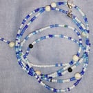 Tehuti Blue and White Crystal African Waist Beads