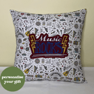MUSIC ROCKS Embroidered Cushion Cover