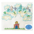 Clouds and sky theme Cross Stitch design titled 'Hello' digital PDF chart