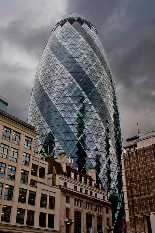 30 St Mary Axe The Gherkin London England UK 12"x18" Print