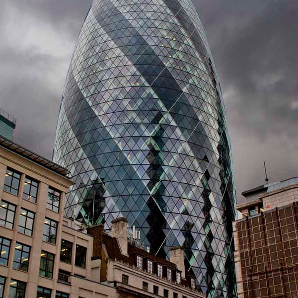 30 St Mary Axe The Gherkin London England UK 12"x18" Print