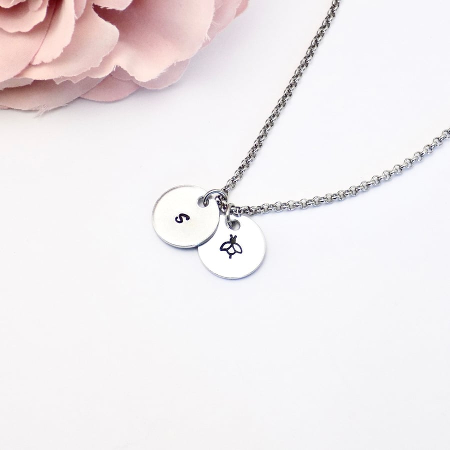 Personalised Minimalist Necklace, Custom Initial Pendant, Layered Necklace