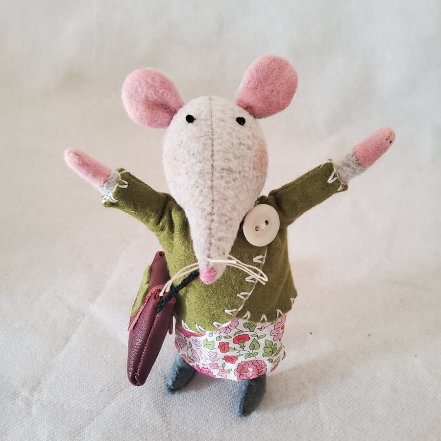 Free standing cloth  Mouse art doll