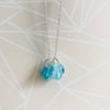 Aqua Czech Glass Beaded Cluster Necklace