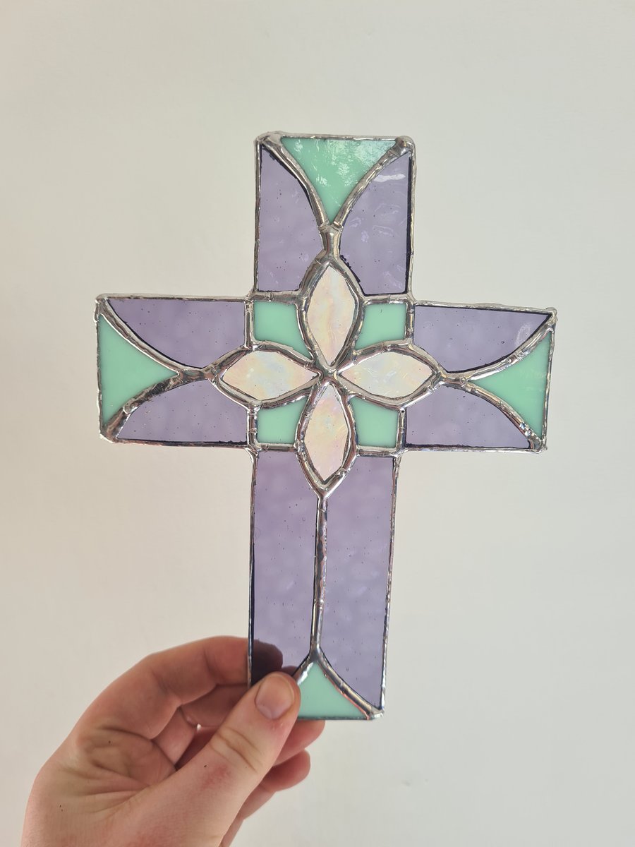 Stained Glass Cross in Purple