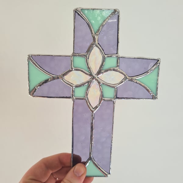 Stained Glass Cross in Purple