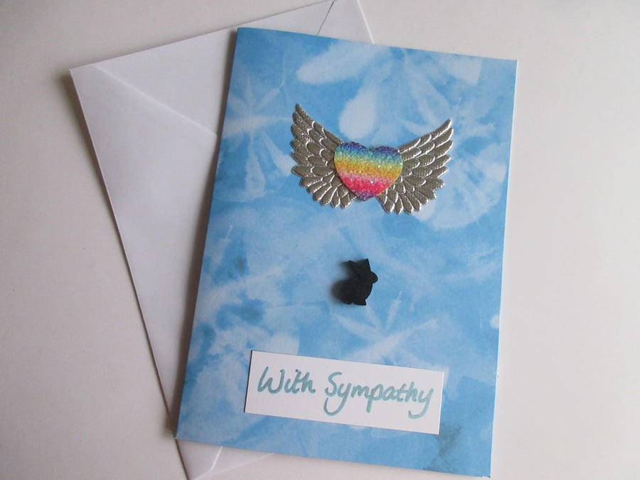 Rabbit Pet Loss Sympathy Condolences Greetings Card Bunny Rainbow Bridge