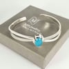 Silver Bangle Bracelet with Blue Chalcedony