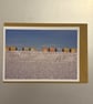 Beach Huts in Snow A5 Greeting Card 