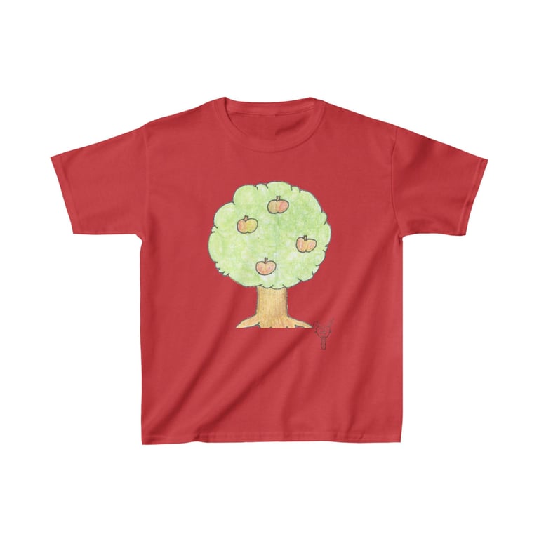 Farm Apple Tree Kids Heavy Cotton Tee hand drawn by Bikabunny