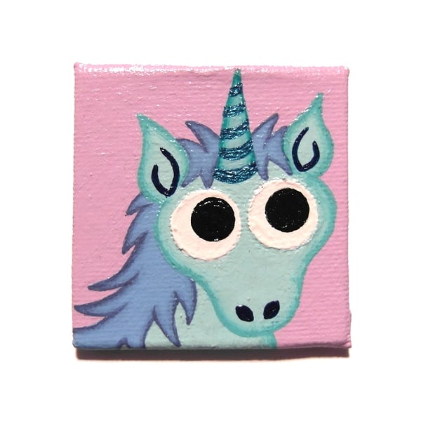 Turquoise Unicorn Painted Fridge Magnet - cute magnetic art stocking filler