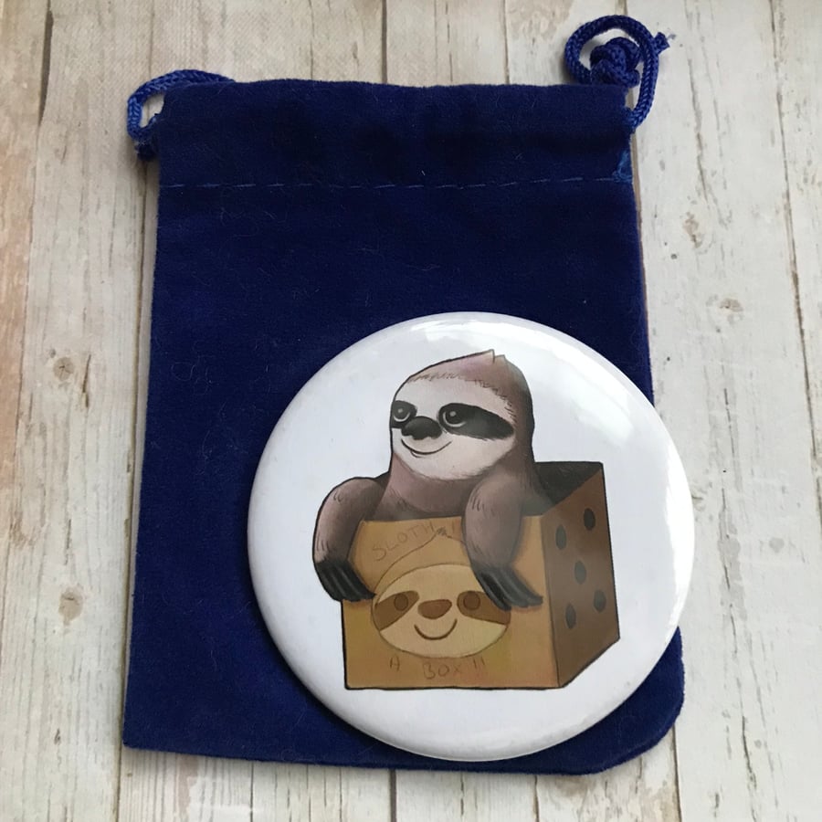 Sloth in a Box Pocket Mirror
