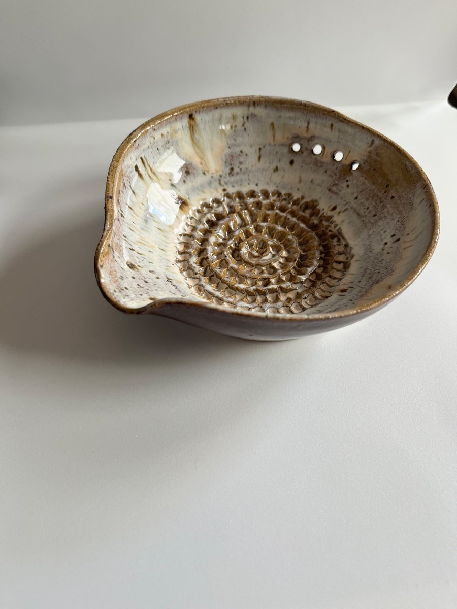 Garlic grater and herb stripper bowl 