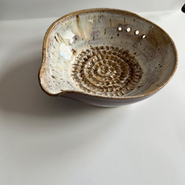 Garlic grater and herb stripper bowl 