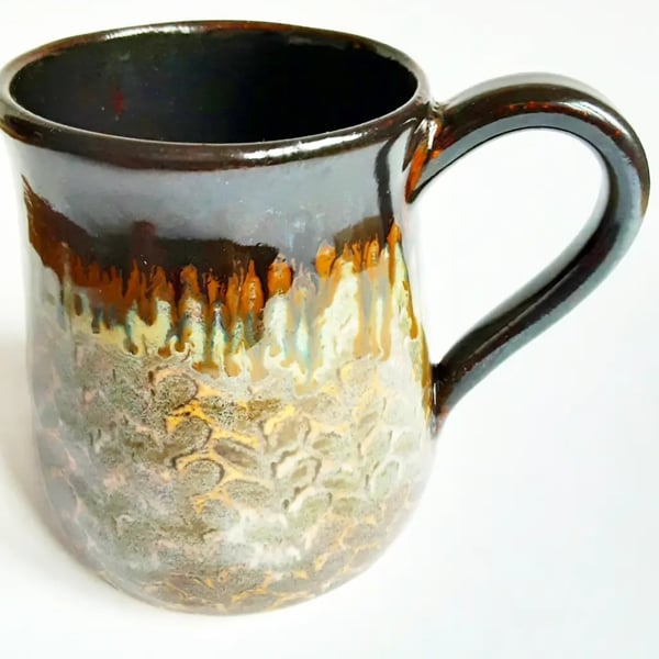 Mug Brown Glazed  - Hand Thrown Stoneware Ceramic Mug 