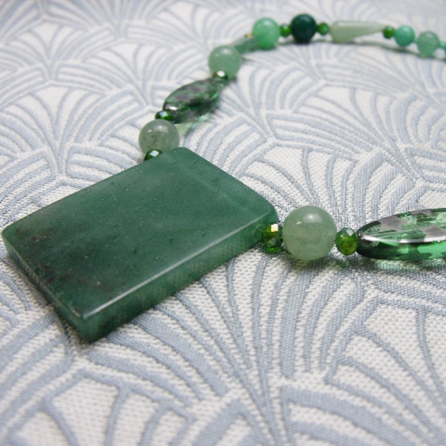Green Aventurine Necklace, Green Jewellery Necklace CC16
