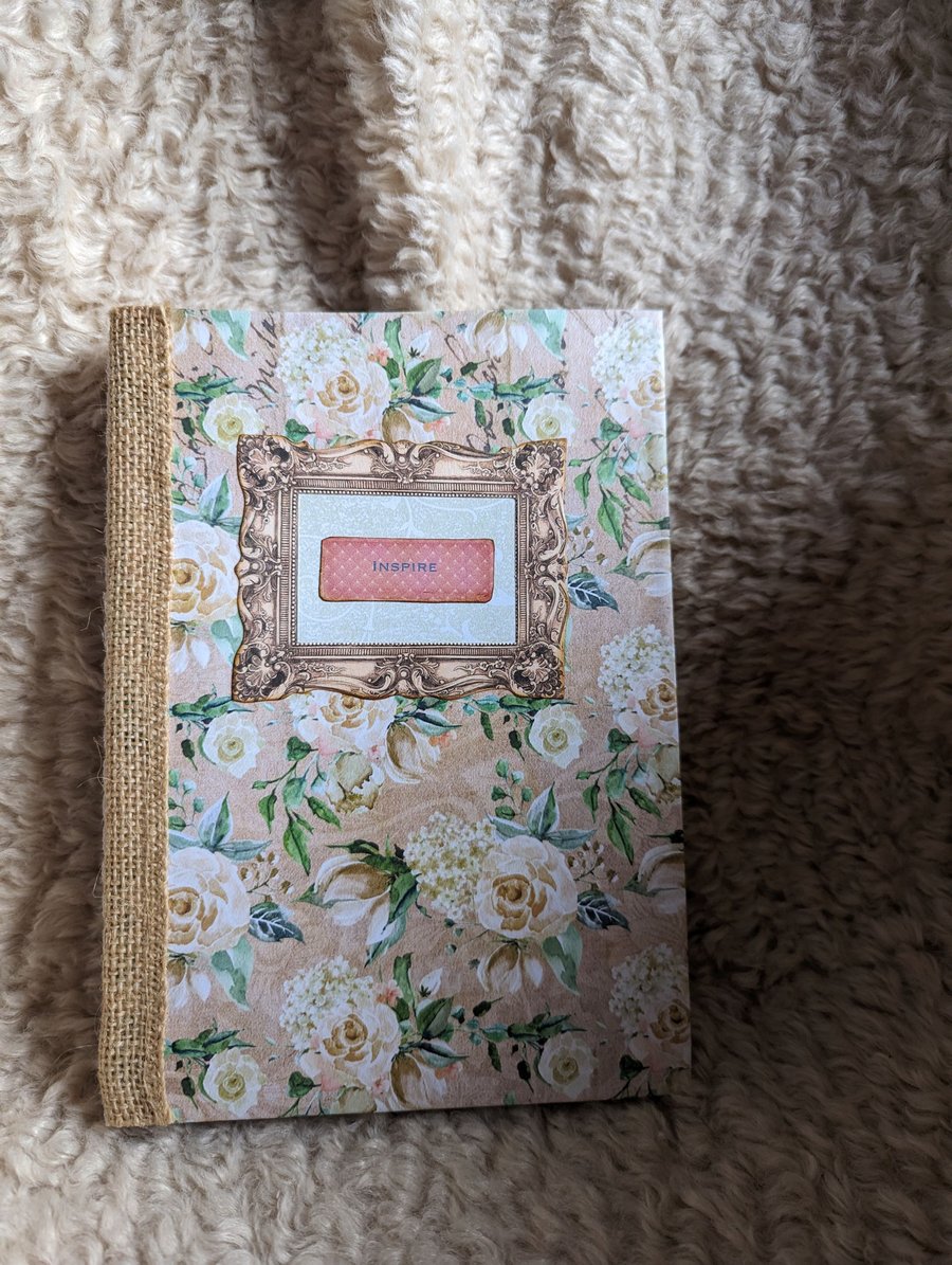 Bohemian style medium to large journal in tan rose cover
