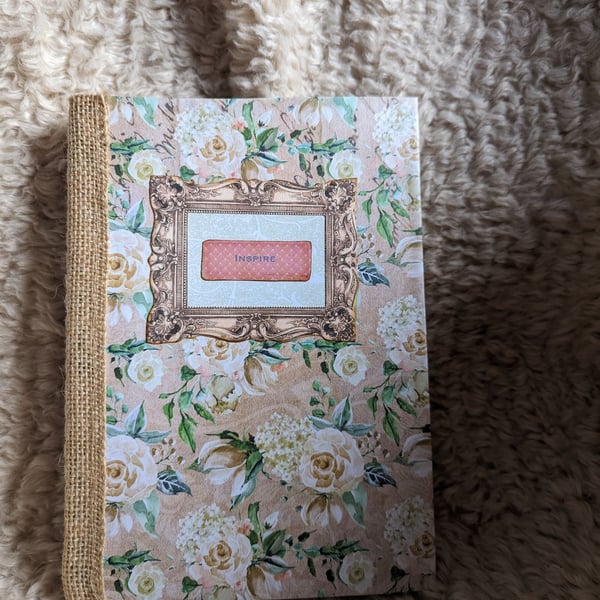 Bohemian style medium to large journal in tan rose cover