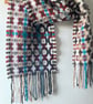 Handwoven Lambswool Scarf in Red and Brown, Golfballs 5 - Image 9
