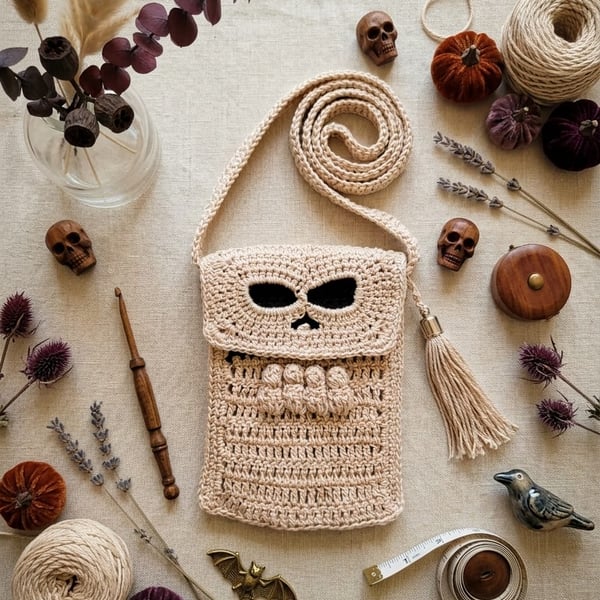 Handmade Crochet Phone Crossbody Bag – Mobile Phone Holder
