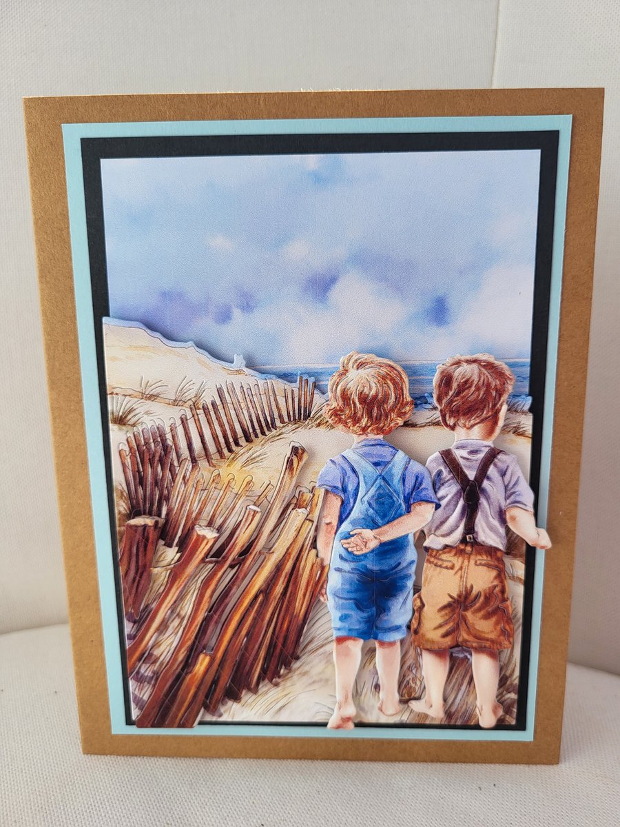 Handmade greeting card.  Looking out to sea. 