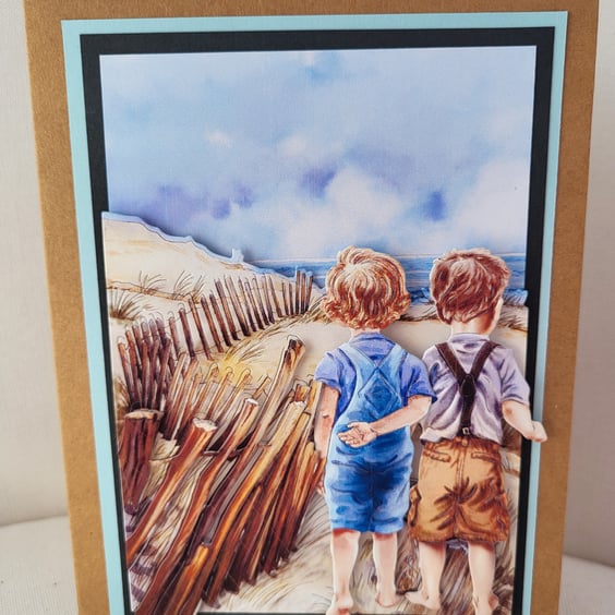 Handmade greeting card.  Looking out to sea. 