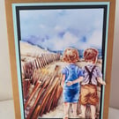 Handmade greeting card.  Looking out to sea. 