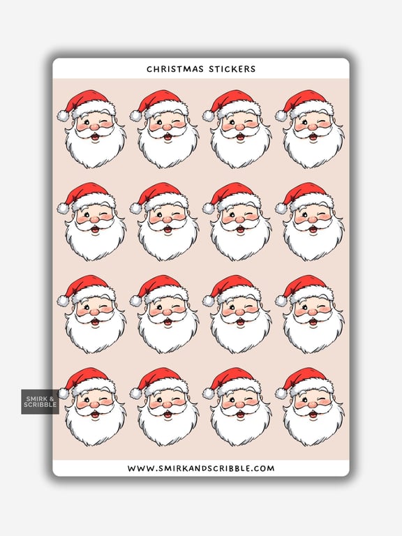 Funny Vinyl Sticker Sheet For Adults - Santa Claus Face
