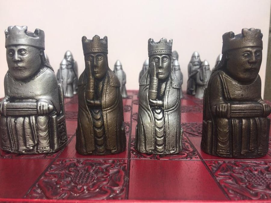 Isle of  Lewis Chessmen With Rare Berserker Pawns (Chess Pieces Only)