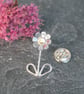 Sterling silver daisy brooch, wedding anniversary gift, silver flower brooch - Image 4