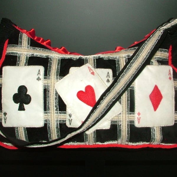 The Aces playing card ribbon handbag