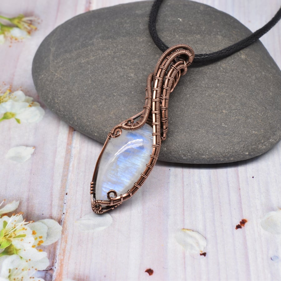 Moonstone and Copper Gothic Style Pendant