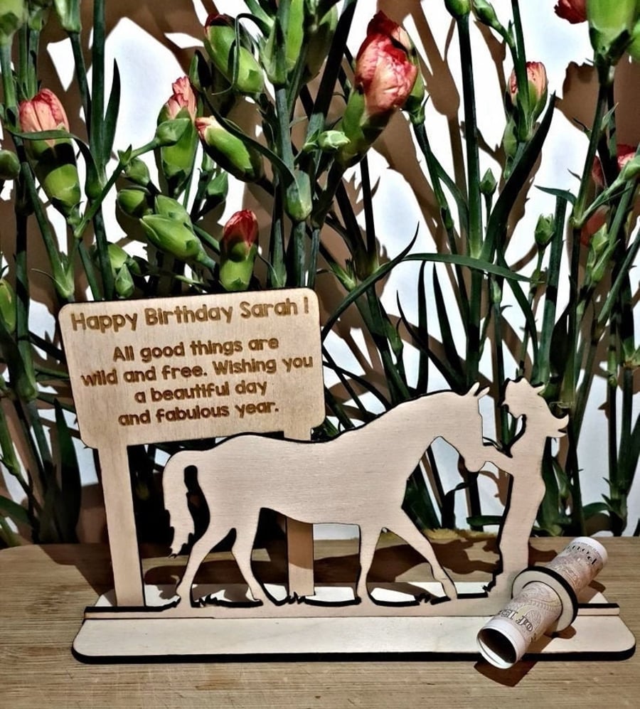 Personalised Gift For Horse Lovers, Money Holder Gift, Birthday, Retirement