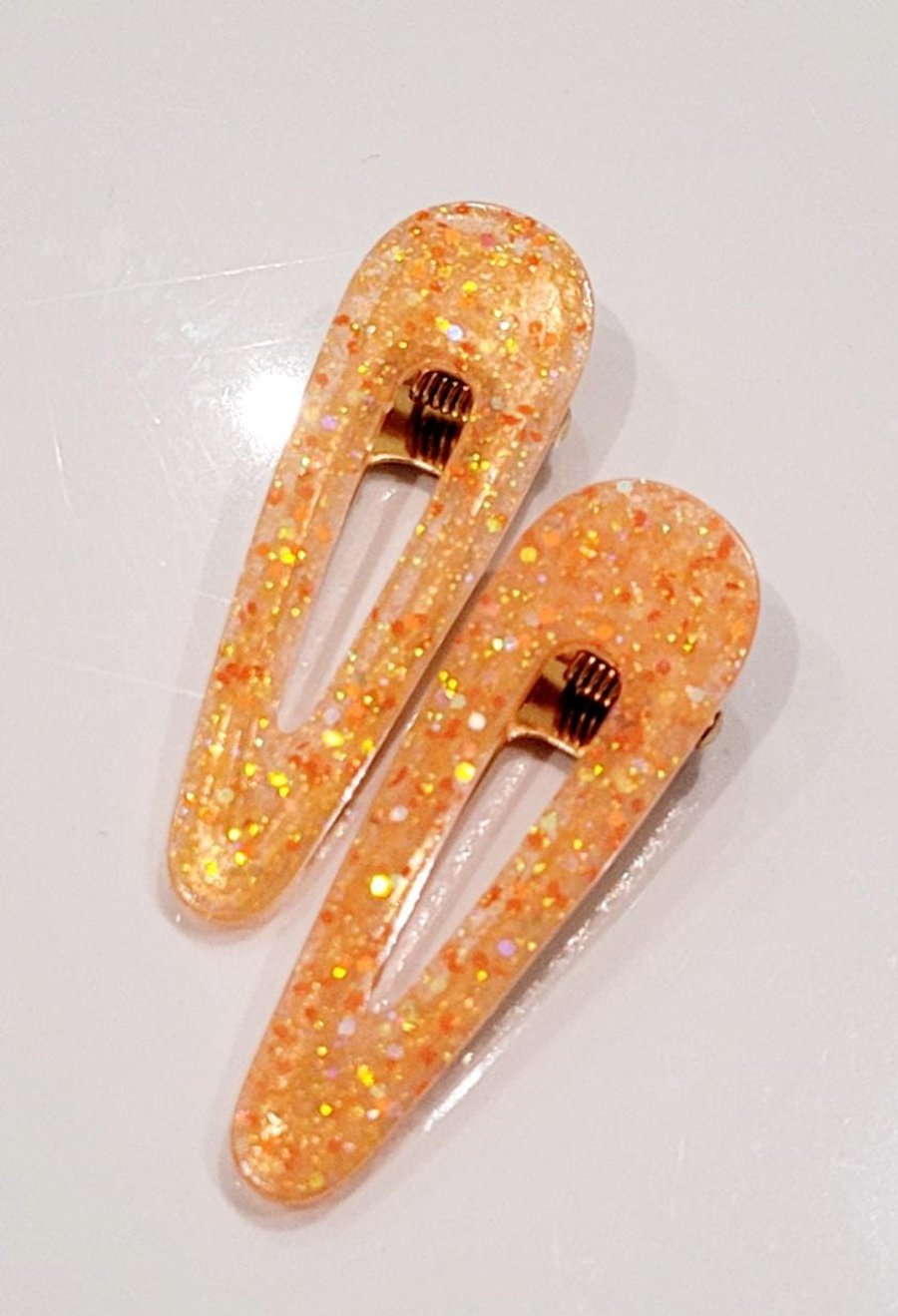 Orange Spotty Glitter Hair Clips