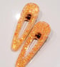 Orange Spotty Glitter Hair Clips