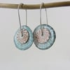 Double Copper Disc with Enamel and Textured Pattern on Silver Wires