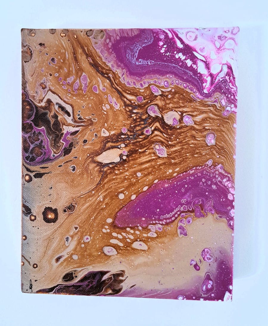 Original Fluid Pour Painting – Modern Art – Small Painting - "Lilac Tree" 