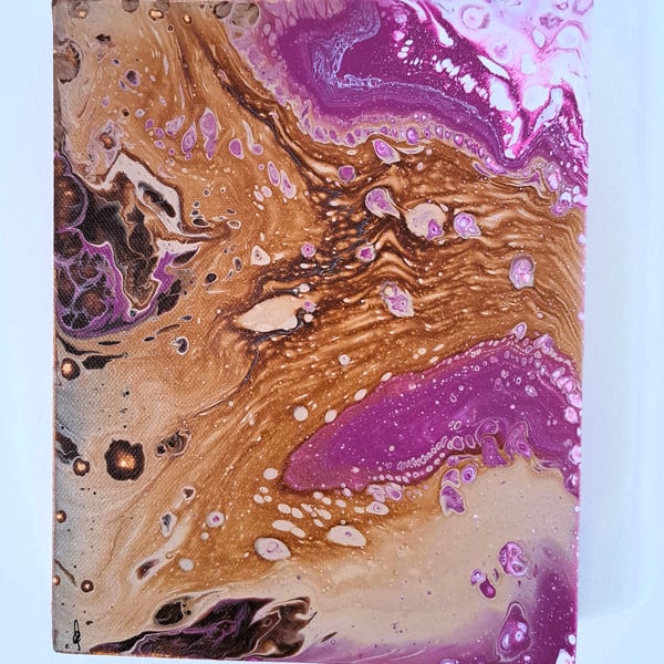 Original Fluid Pour Painting – Modern Art – Small Painting - "Lilac Tree" 