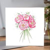 Peony bouquet greeting card 