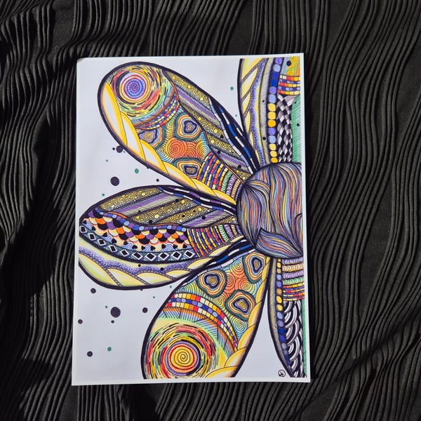 Abstract Art Print - A4 Unframed Flower Pattern Art - Blooming Magic