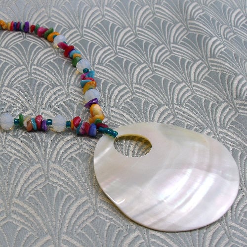 Mother of Pearl Pendant Necklace, handmade necklace spsA32