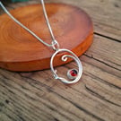 Handmade Silver Swirl Necklace with Amber